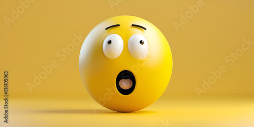 emoji with surprise face isolated on yellow background © Muhammad The Trust