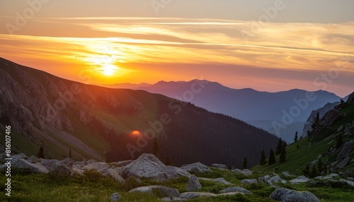  Sundown Splendor  Mountains Basking in Evening Light 