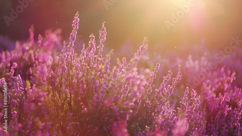 Summer in the heather in Germany : Generative AI photo