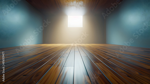 Empty room with wooden floor : Generative AI photo