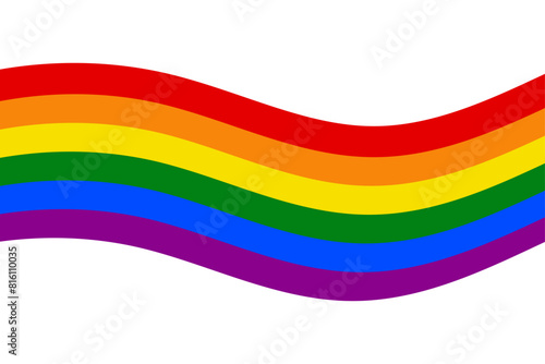Vector banner with LGBTQ flag for Social media posts, stories, websites. LGBT rainbow symbol poster template. Sticker for the celebration of pride month. Pride Day. Vector illustration.
