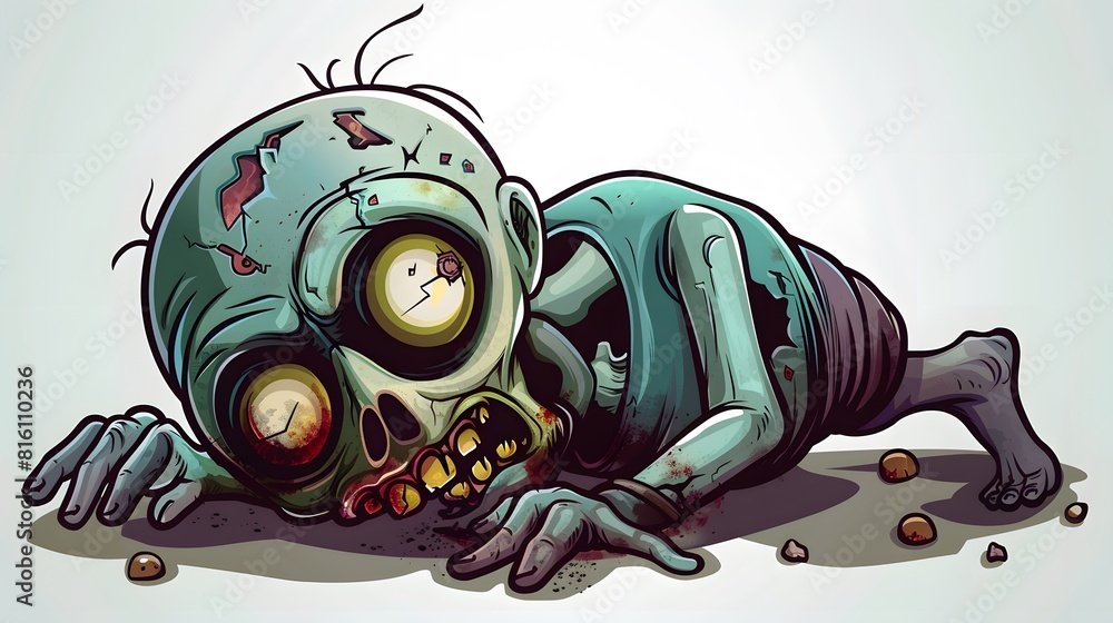 Cartoon crawling zombie. Vector clip art illustration with simple gradients