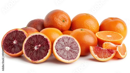 Blood Oranges and Regular Oranges on a White Background