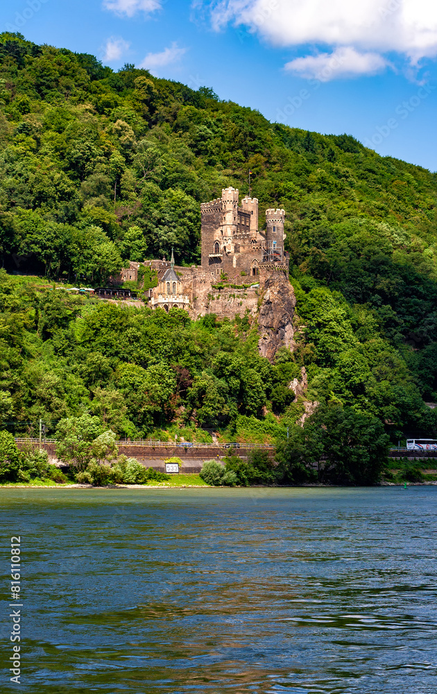 Castle Rheinstein, Trechtingshausen, Rhineland-Palatinate, Germany, Europe.