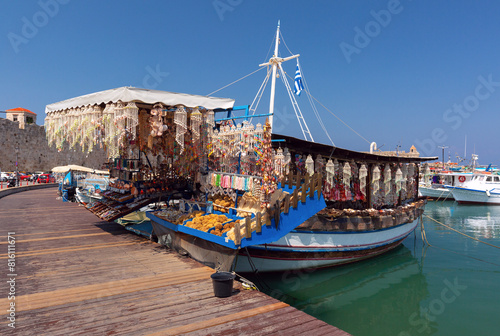 Craft and souvenir boat at Rhodes Harbor, Greece