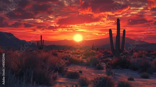 Desert sunset hyper realistic  photo