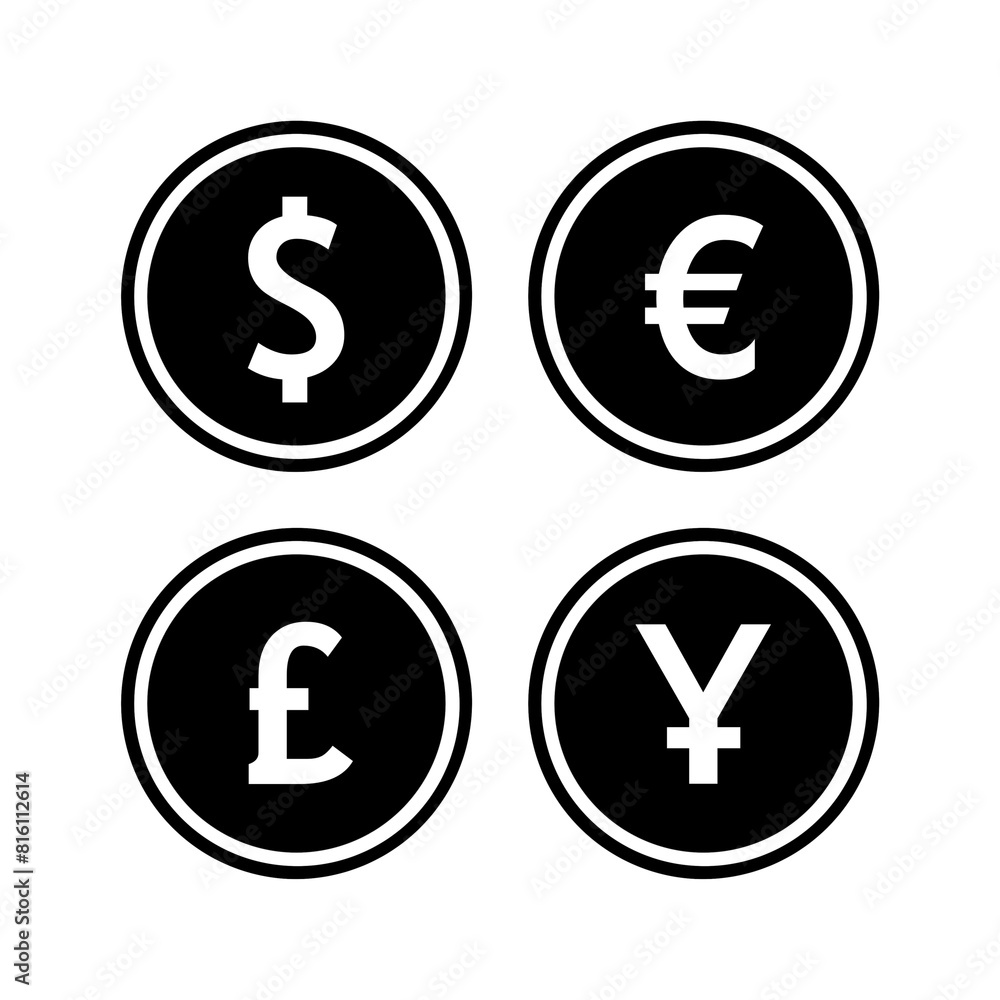 Icon set of currencies of different countries Icon set of currencies of different countries