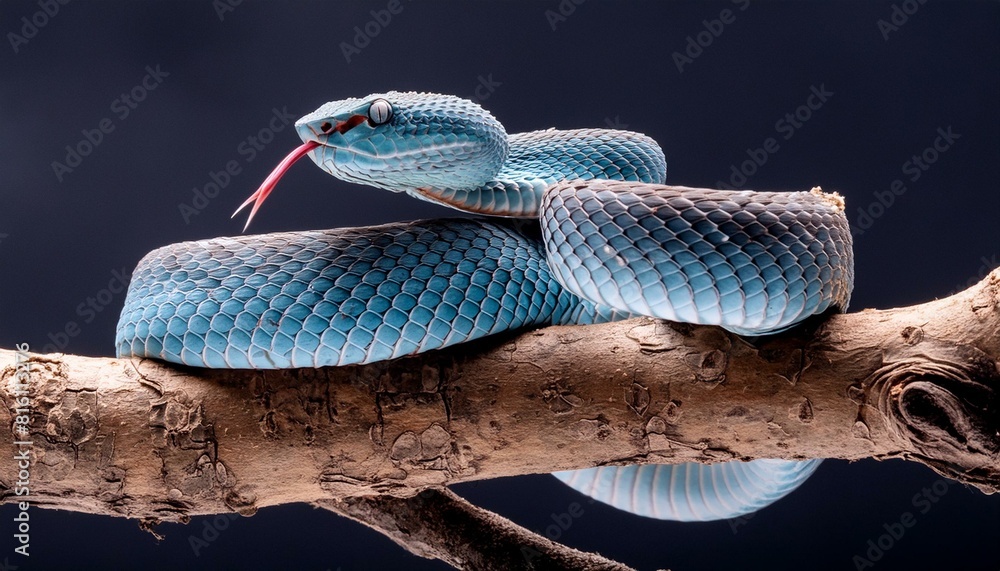 Obraz premium Cobalt Camouflage: Blue Viper in Shadow