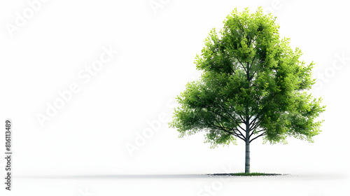 Photo realistic as Poplar tree isolated on white background   A tall poplar tree with slender trunk and triangular leaves, perfect for urban park or landscaping themed content photo