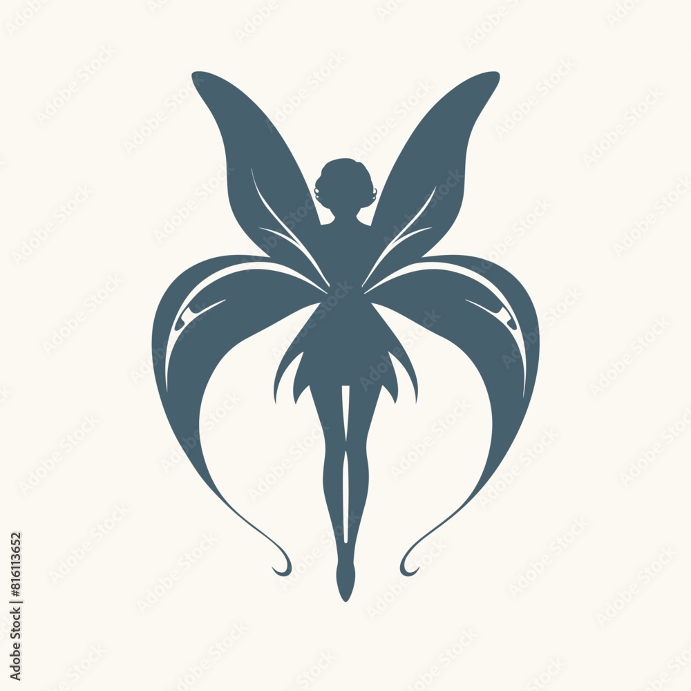Fototapeta premium Stylized icon silhouette of fairy or little elf isolated on plain background