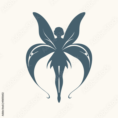 Stylized icon silhouette of fairy or little elf isolated on plain background