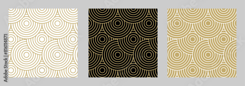 Abstract luxury gold background pattern seamless circle geometric line. Vector Christmas design template collection