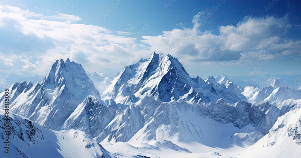 Obraz premium Mountains peaks crowned with snow