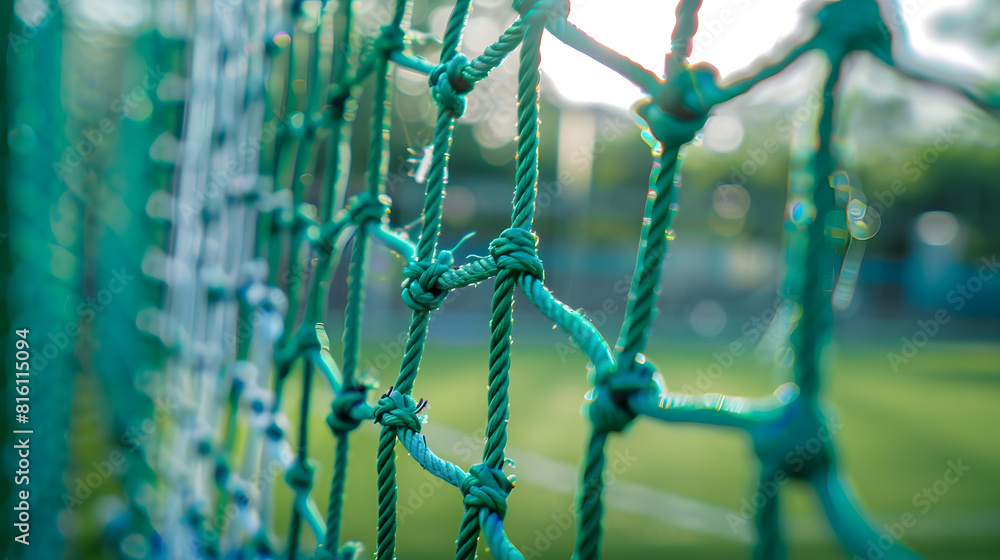 close up rope net fence on field in outdoor sport game for background : Generative AI close up rope net fence on field in outdoor sport game for background : Generative AI