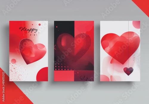 Modern abstract art design with hearts , modern typography photo