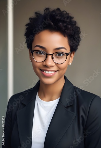 Young female student with glasses