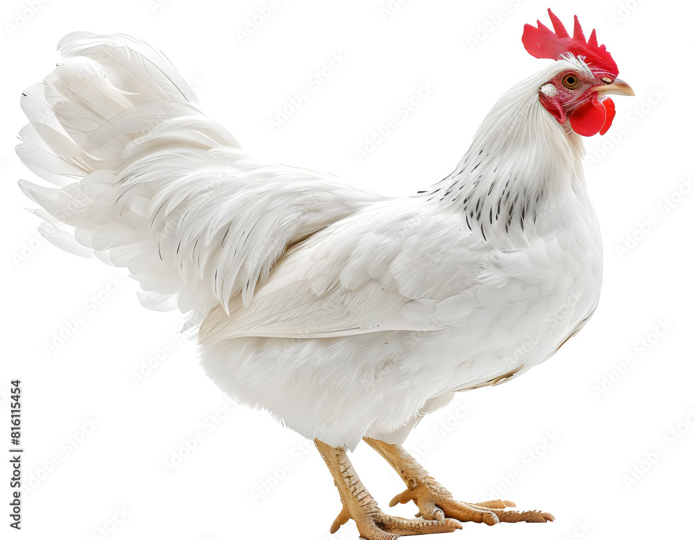 Fototapeta premium close-up portrait of a white hen isolated png transparent background