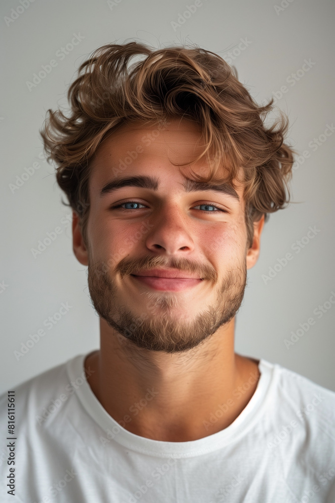 Front view portrait of young man on a white background Front view portrait of young man on a white background