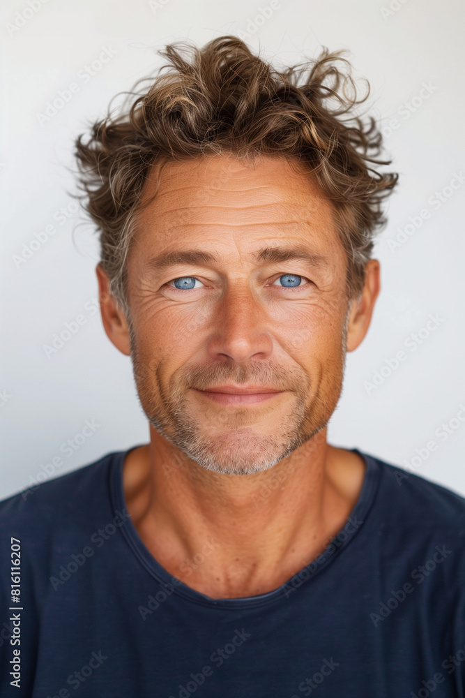 Front view portrait of mature man with beard on white background Front view portrait of mature man with beard on white background