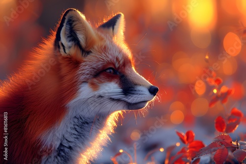 Majestic Red Fox in Autumn Sunrise Light