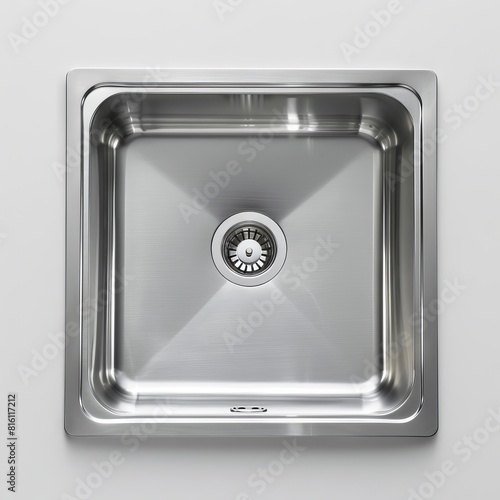 stainless steel sink on white background " ai generated "