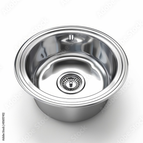 stainless steel sink on white background " ai generated "