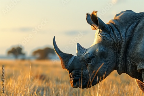 A close-up portrait of a rhino in the wild © Mark G