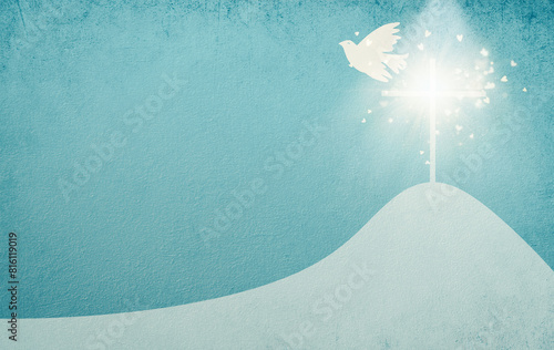 Pentecost sunday, dove and religious cross, Holy Spirit, Jesus Christ, Christianity, belief and faith