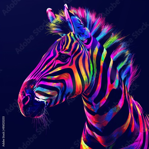 Multi-Colored Masterpiece  Abstract Animal Portrait of an African Zebra