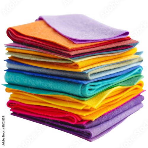 Colorful Stack of Felt Fabric Sheets in Rainbow Array