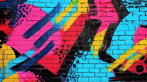 Colorful urban graffiti art on wall