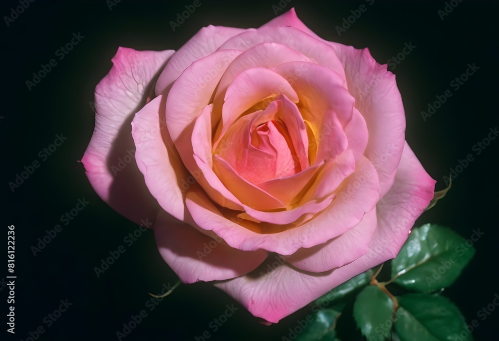 Fototapeta premium Close up view of flower rose from top concept
