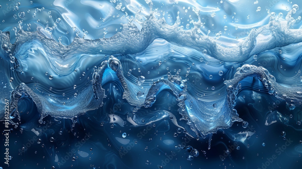 Crystal clear water waves and splashes Crystal clear water waves and splashes