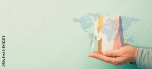 Εκτύπωση καμβά World population day, international equality, friendship and peace concept, awar