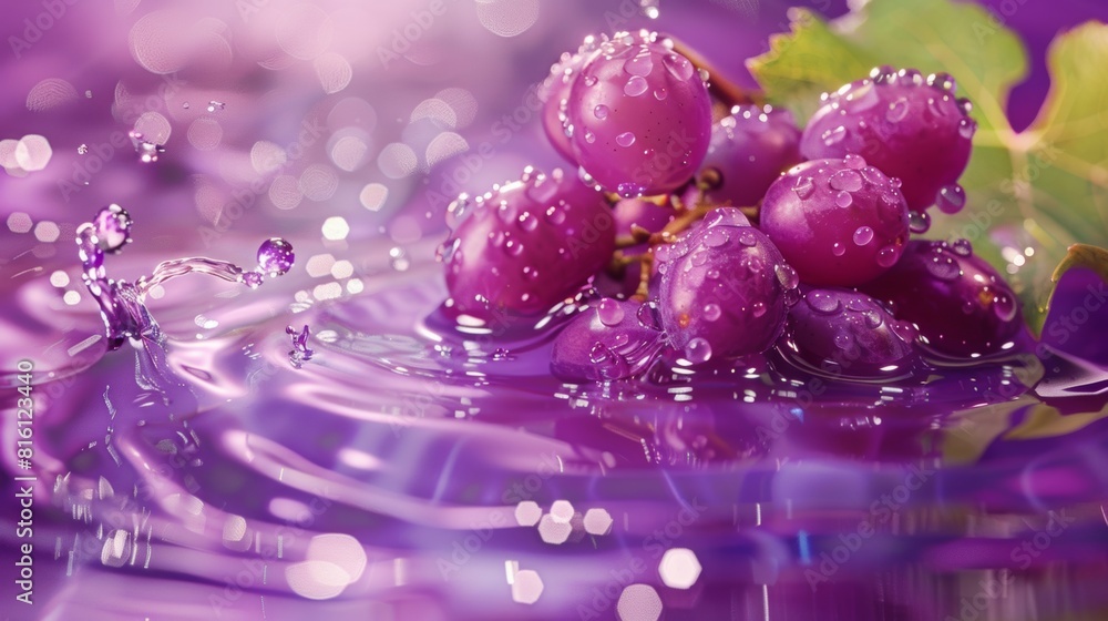 Obraz premium A close-up image of vibrant coconuts floating in brown, glossy liquid with a few bubble around them. The scene is highly reflective with light sparkles and water ripples, giving a surreal and dreamy