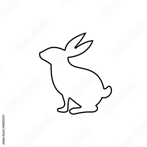Rabbit silhouette, outline icon vector. Farm rabbit icon. Livestock concept. Rabbit sign on white background. Rabbit meat sign. Rabbitmeat. Part of my red meat illustration collection