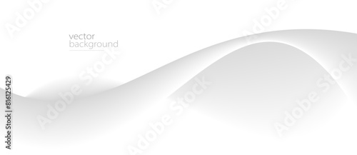 Curve shape flow vector abstract background in light grey gradient, dynamic and speed concept, futuristic technology or motion art.
