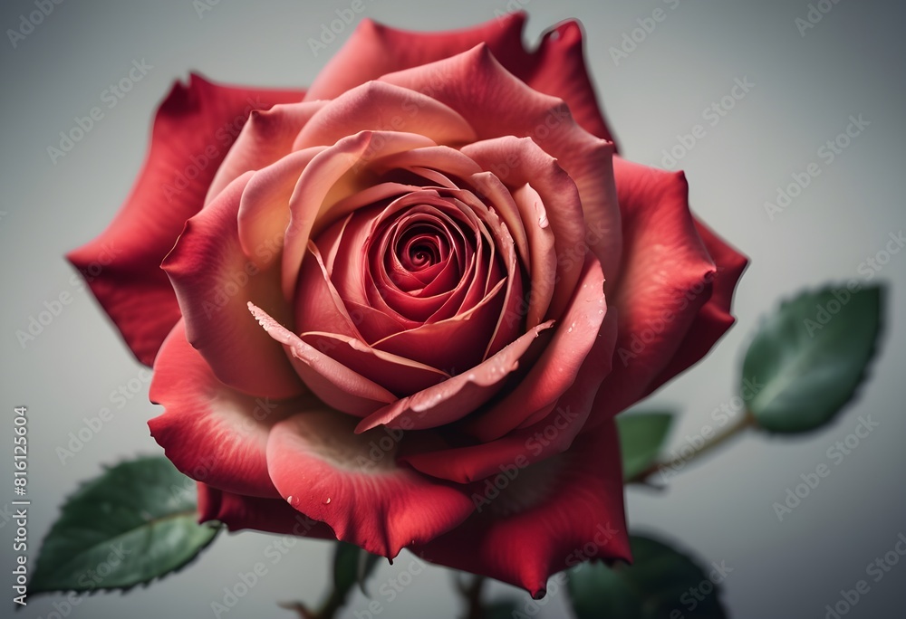 Naklejka premium Close up view of flower rose from top concept