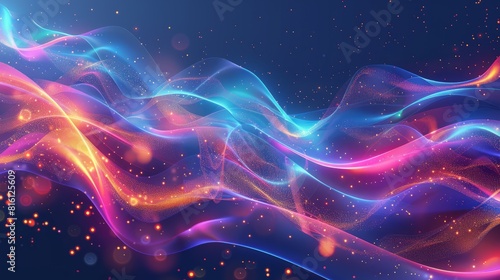 Abstract flowing neon color wave lights background. Generative AI AIG21. hyper realistic 