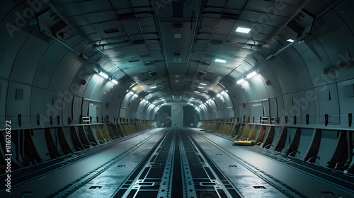 An interior of an empty cargo hold of an airplane   Generative AI