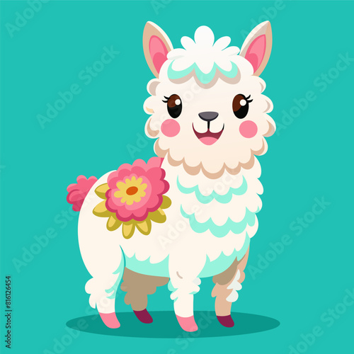 Colorful Alpaca Multi Color Illustration, Cute Illustration