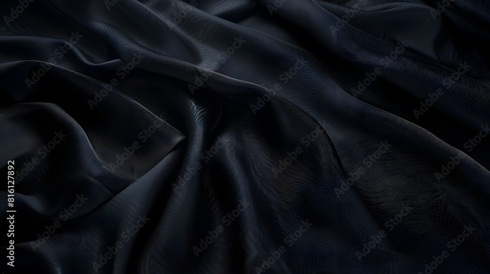 Fototapeta premium dark background black fabric texture with empty space : Generative AI
