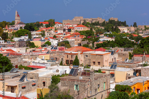 Panoramic View of Rhodes Old Town and the Palace of Grand Master, Dodecanese islands, Greece