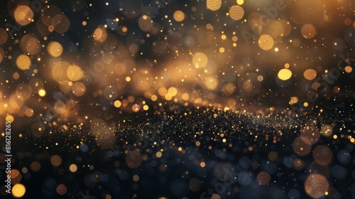 glitter vintage lights background. dark gold and black. de focused. hyper realistic 