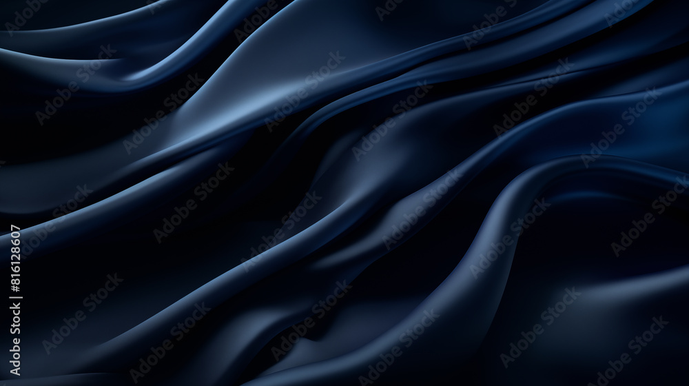 Obraz premium Luxurious dark blue silk fabric with smooth flowing folds, abstract background