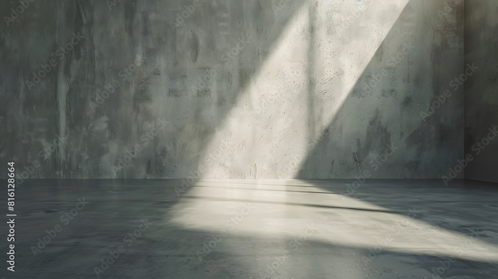 Room empty of cement floor with gray room cement or concrete wall texture background and sun light : Generative AI Room empty of cement floor with gray room cement or concrete wall texture background and sun light : Generative AI