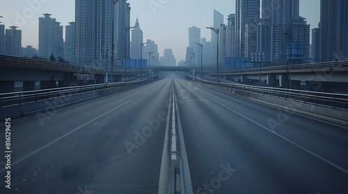 empty highway with cityscape of chongqingChina   Generative AI