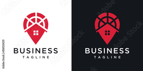 abstract real estate building location logo template. home building logo designs and pin location