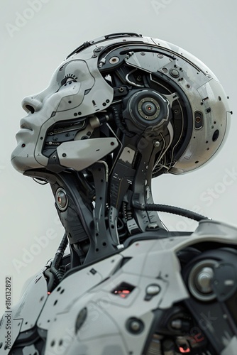 futuristic humanoid robot with mechanical parts  science fiction cyborg technology 