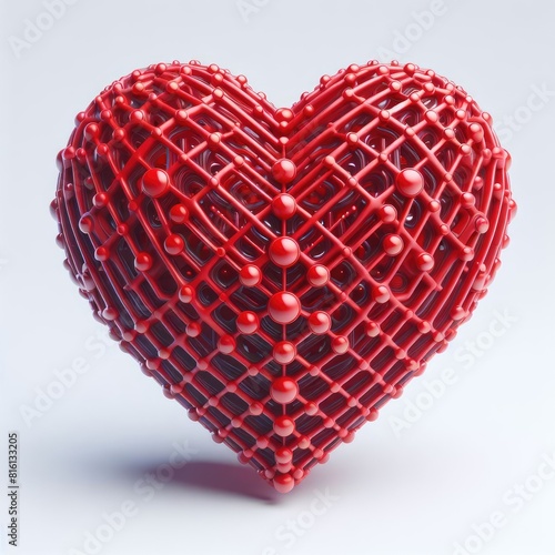 3D red heart isolated on white background